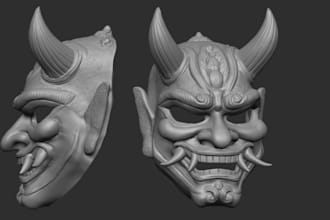 sculpt 3d cosplay mask, helmet, weapon, airsoft gun, 3d pendant, 3d oni mask,mmd