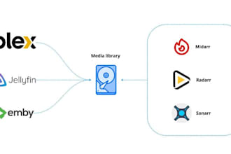 set up plex, jellyfin, or emby media server with automation