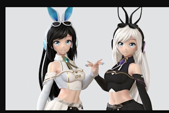 3d rig and weight paint any mesh in blender, fnf model, face morphs, vrm model