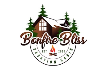 design a modern bonfire bliss house logo design