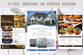 design beautiful flyers, brochures, and posters