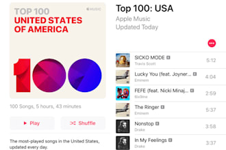 charts song on apple music curators playlist, top 100 usa, UK apple music chart