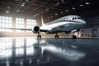 do 3d airport hangar, aircraft garage, showroom, shipyards design
