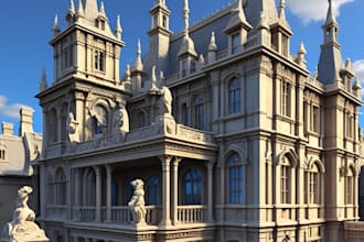 3d monument model manor ancient cities 3d architecture rendering for 3d print