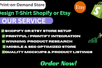 design tshirt shopify etsy print on demand store printful printify etsy website