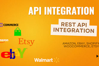 integrate rest apis for amazon, ebay, woocommerce, shopify, and etsy api