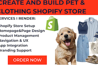 create build a shopify store for pets fitness or clothing niche online store