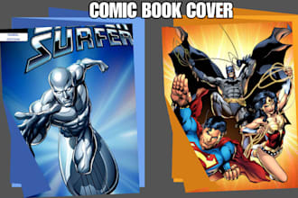 create comic book cover retro vintage illustration anime character art manga pag