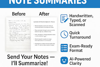 summarize your notes into clear, concise, and exam ready study material