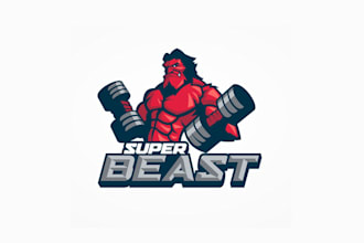 do high resolution logo for super beast a fitness character