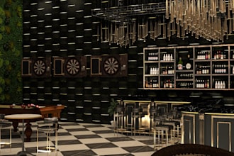 design 3dpizza restaurant,interior layout,hamburger,render dinner buffet,lighten