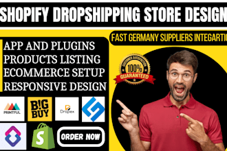 build shopify dropshipping via shirtigo bigbuy printful appscenic store design