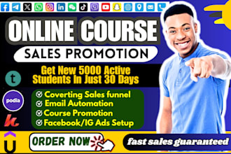 do udemy online course promotion thinkific course marketing kajabi sales funnel