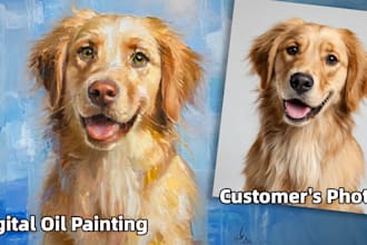 draw any pets cat dog or animals into oil painting portrait
