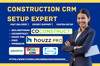 setup construction crm buildertrend coconstruct houzz pro zoho pipedrive