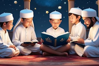 do cute islamic muslim illustration, arabic book, islamic prayer step, book