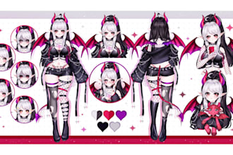draw vtuber character reference sheet, anime oc art, custom anime vtuber model