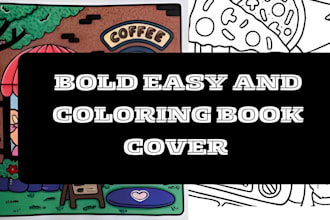 design bold and easy coloring book and page amazon KDP cover
