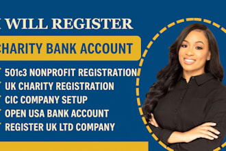 register 501c3 nonprofit UK charity cic ltd, cqc open USA ,UK bank account
