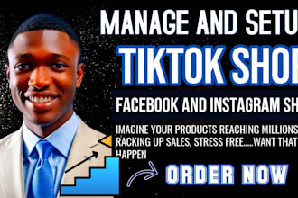 manage and setup tiktok shop, facebook shop, instagram shop, tiktok dropshipping