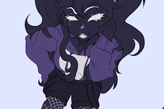 draw your oc flat cell shade furry or human or more