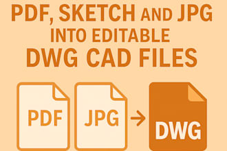 convert PDF, sketch, and jpg into editable dwg cad files