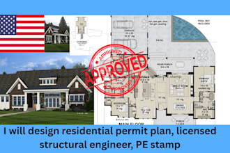 design residential permit plan, licensed structural engineer, pe stamp