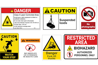 design safety, warning, hazard and caution sign