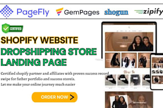 build shopify website landing page in pagefly, gempages or replo