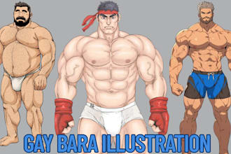 draw gay bara muscle, yaoi nsfw, bara nsfw, gay couple fanart, bara illustration
