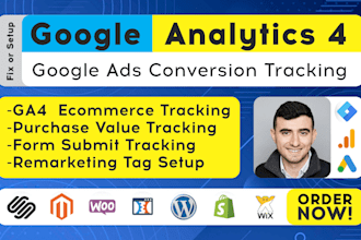 setup google analytics 4, ga4 ecommerce tracking, ads conversion tracking