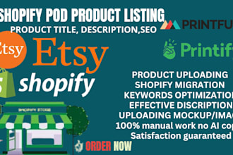 do shopify pod product listing product title description SEO etsy listing