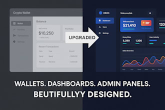 design ui ux for dashboard, crypto wallet, mvp and web app in figma