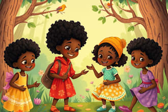 do 3d children book illustration, 3d african american children book illustration