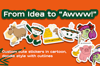 design cute custom cartoon style stickers