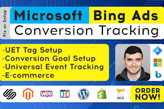 setup microsoft bing ads uet tag, ecommerce conversion goal tracking with GTM