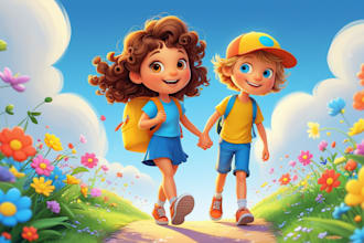 draw 3d children storybook illustration illustrate kids story book cover design