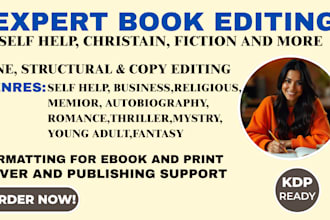 professionally edit, proofread, and format your self help or christian book