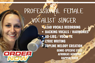 be your female afrobeat, afropop singer, vocalist edm, pop, rap, soulful, rock
