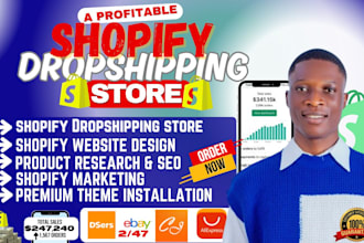 build shopify dropshipping store, shopify website design with product SEO
