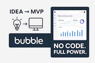 build functional bubble io mvp, saas, no code web app for your business
