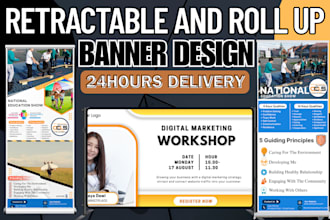 design roll up, pull up pop up or trade show banner, retractable banner