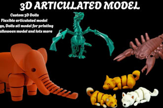 sculpt 3d articulated model, 3d bjd, flexi model, and toys for 3d printing, toy