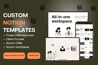 custom notion template, notion workspace, notion expert, notion client portal