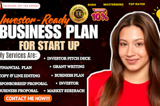 prepare business plan for startup, financial analysis, business proposal, grant