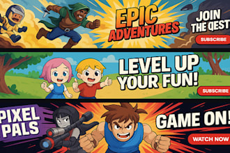 draw and design a high quality cartoon youtube banner or pfp logo