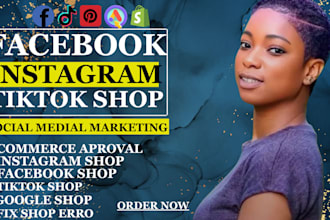 set up fb, ig or tik tok shop with ecommerce shopify store marketing ads