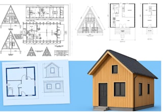prepare drawing for tiny house, small house, frame house, cabin, container house