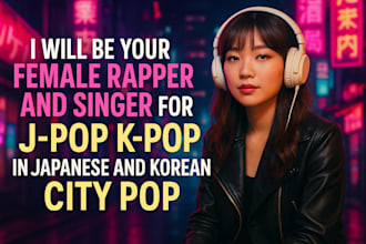be your female rapper and singer for jpop kpop in japanese and korean city pop