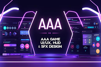 design aaa quality game UI UX hud assets and sound effects for PC console